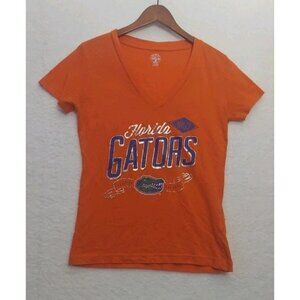 Florida Gators Shirt Medium 8/10 Rivalry Threads Orange V-Neck Womens Collegiate